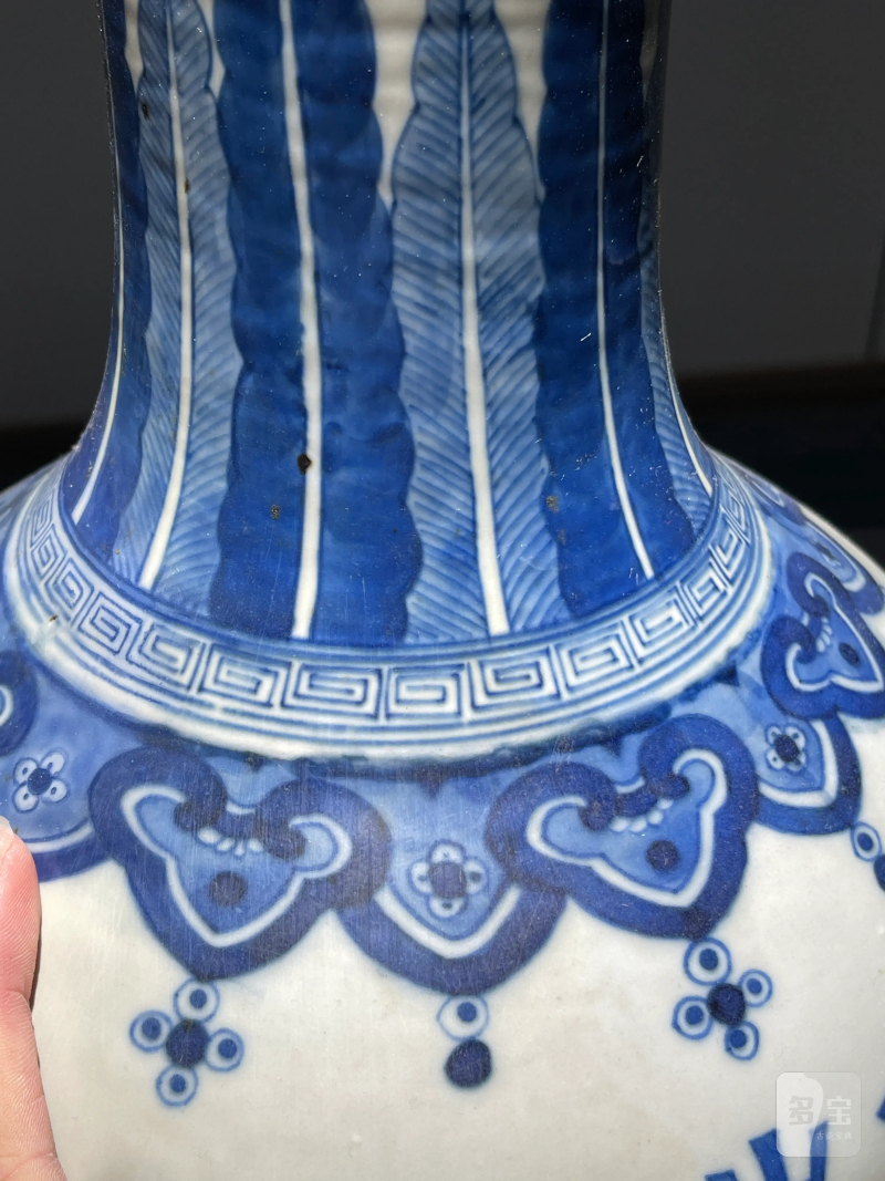 清中期 青花寿字纹天球瓶 - 图8
